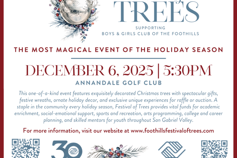 One Sheet FOT 25 FINAL Boys and Girls Club of the Foothills Festival of Trees flyer for 2025