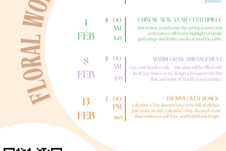 Leilah's Blooming Boutique upcoming floral workshops