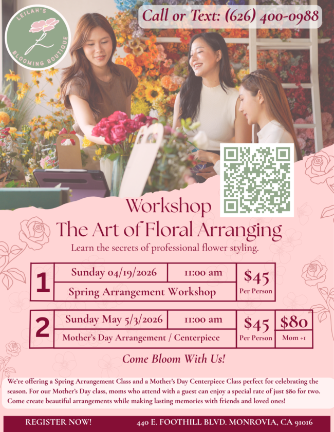 spring workshops on floral arranging from Leilah's Blooming Boutique