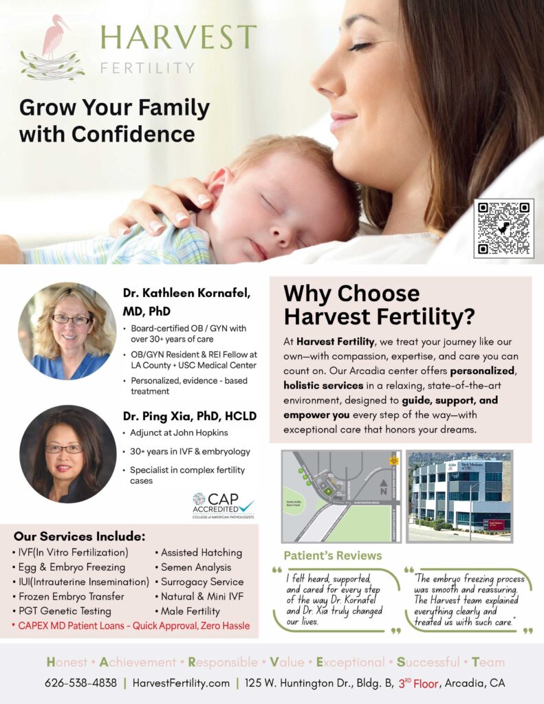 Harvest Fertility - grow your family with confidence flyer or information 