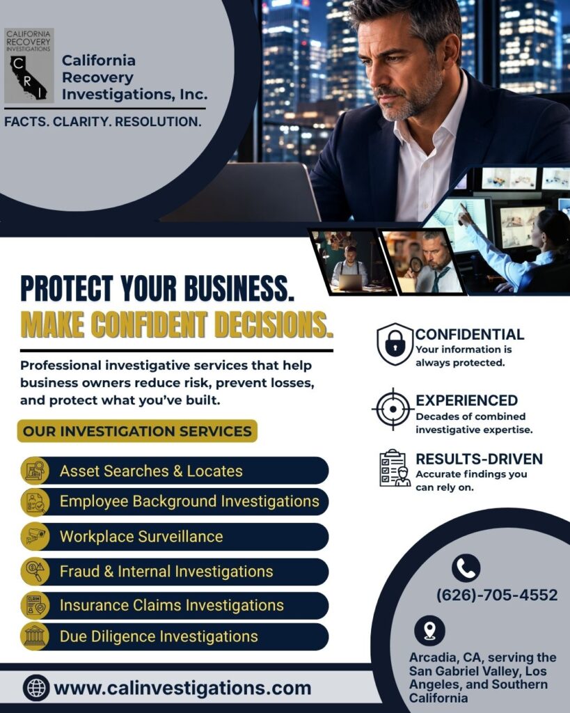 protect your business with California Recovery Investigations 