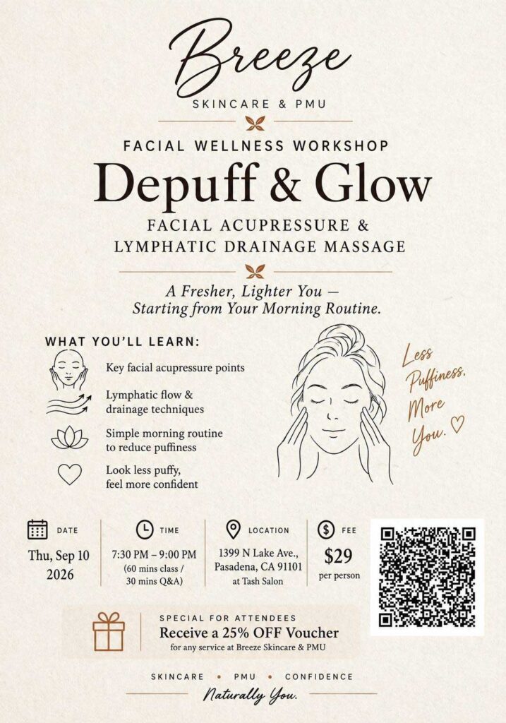 Breeze skincare depuff and glow workshop flyer updated