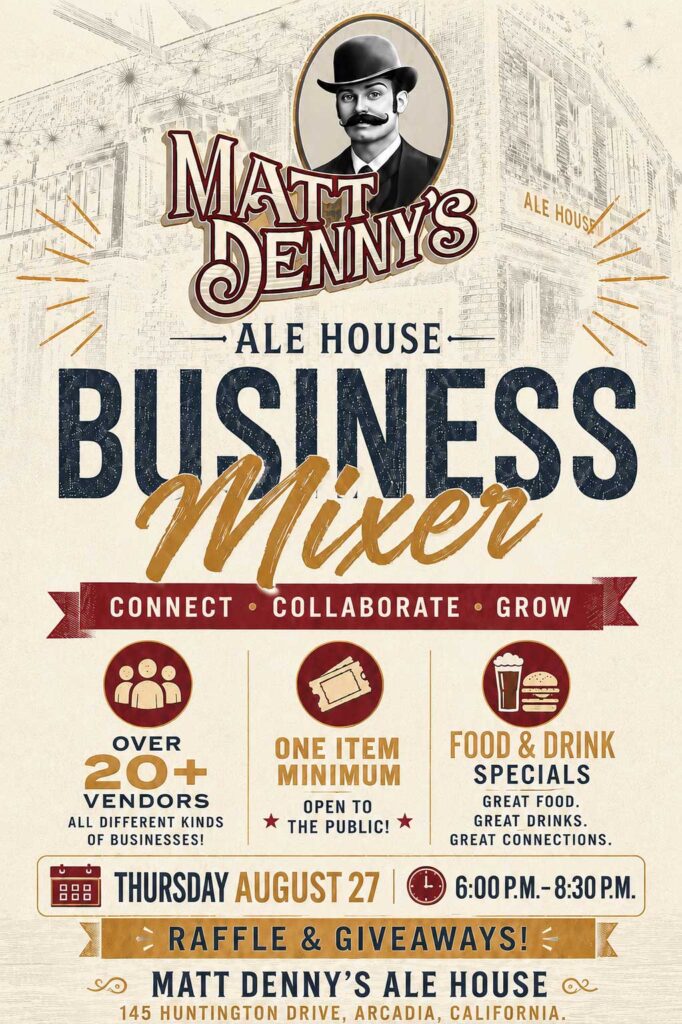 Matt Denny's business mixer flyer 