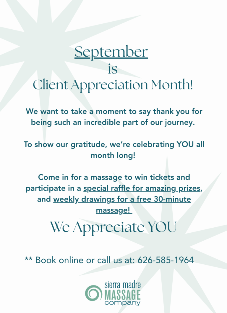 client appreciation from Sierra Madre Massage