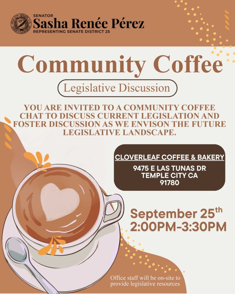 community coffee event with Senator Sasha Renee Perez