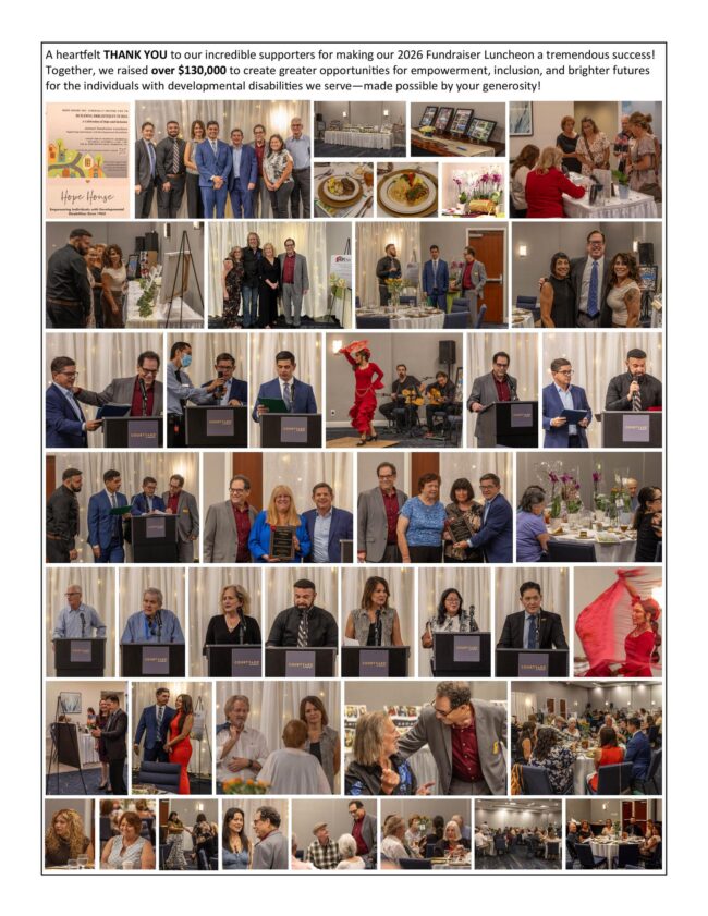 a collage of photos from Hope House from a recent gala
