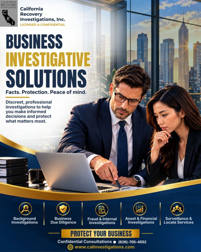 California Recovery Investigations information flyer