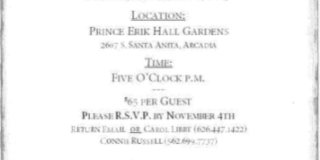 the Arcadia Historical Society's mystery dinner invite