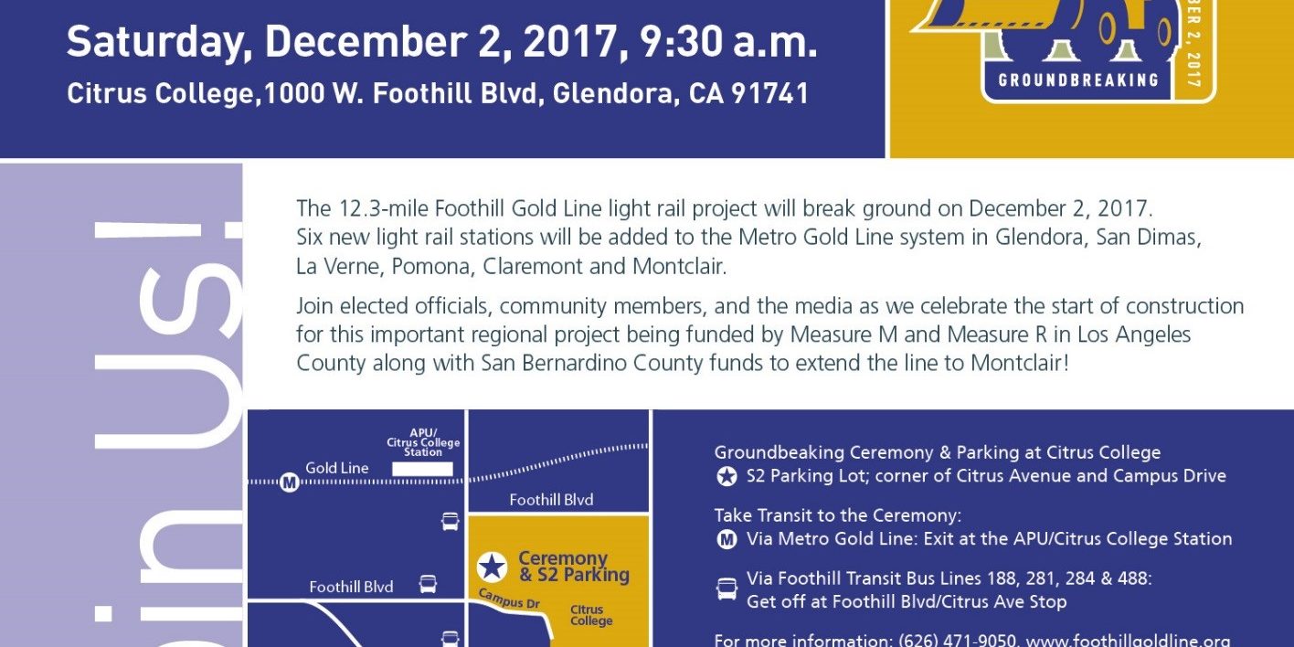 Foothill Goldline groundbreaking ceremony flyer