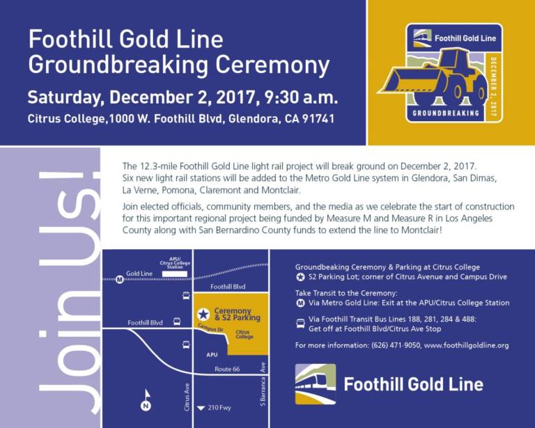 Foothill Goldline groundbreaking ceremony flyer