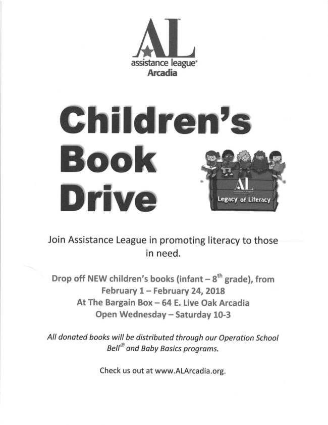Assistance League's book drive flyer