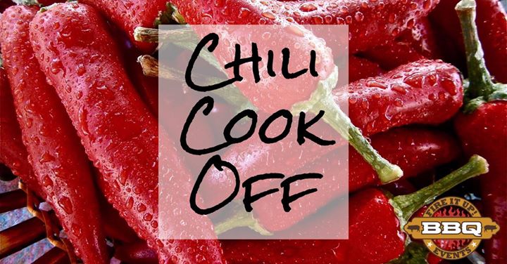 a chili cook off flyer showing chilies on a grill