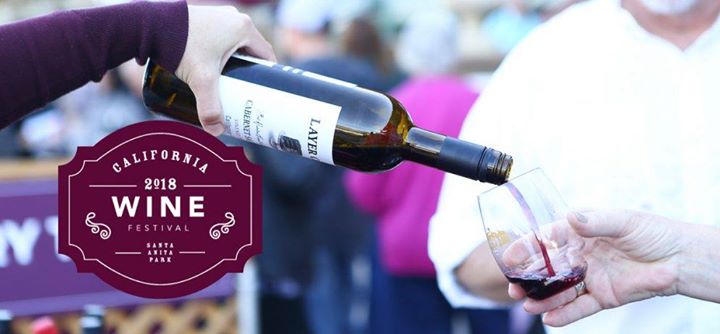 a wine tasting flyer showing a hand pouring a bottle of wine into a glass held by another hand