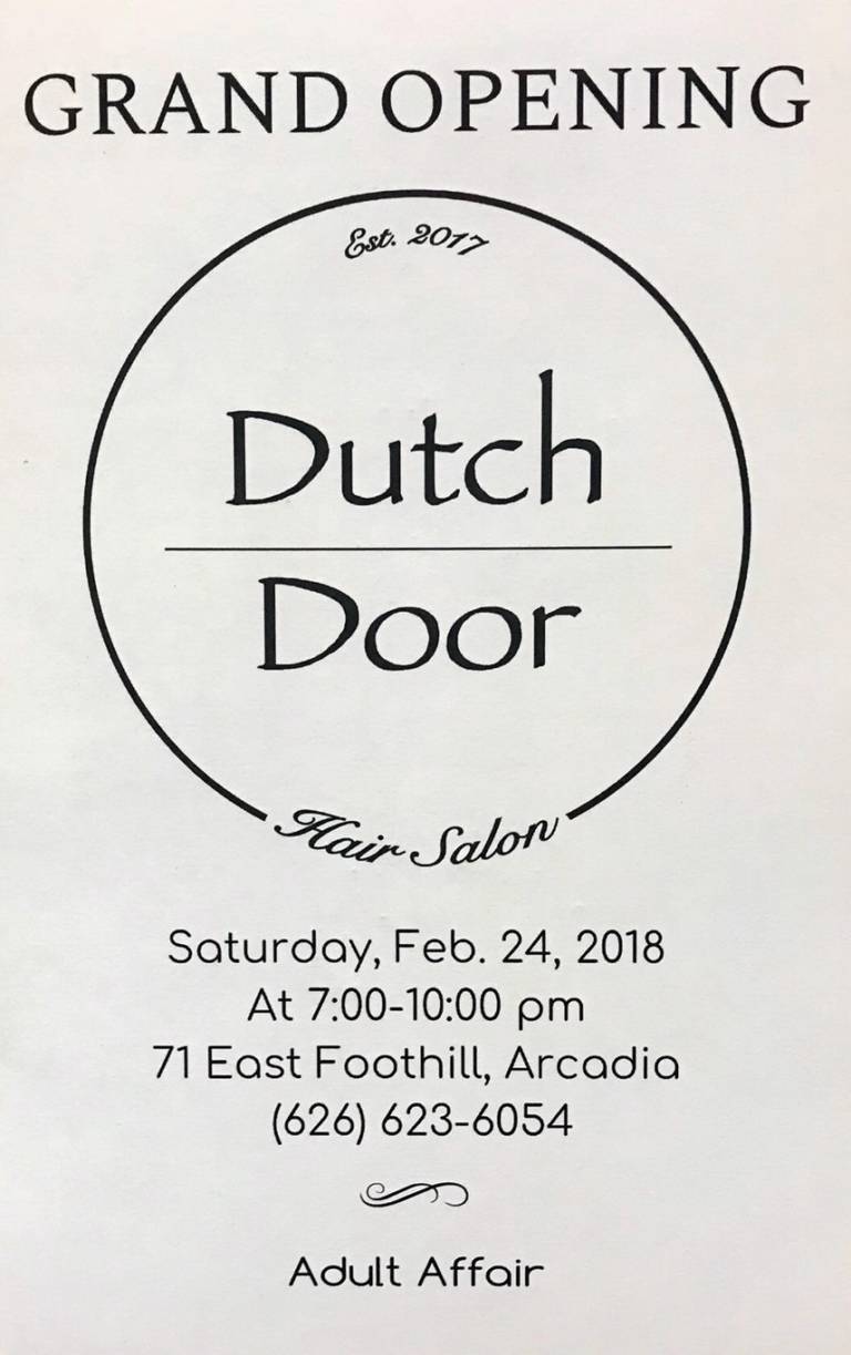 Dutch Door grand opening grand opening for Dutch Door hair Salon flyer