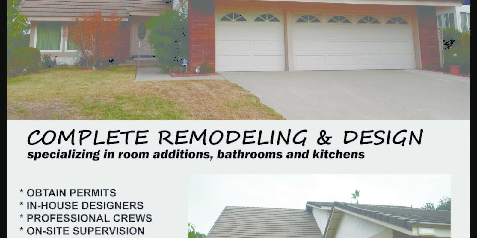 Erenay Design Build completed project flyer showing a home in Diamond Bar