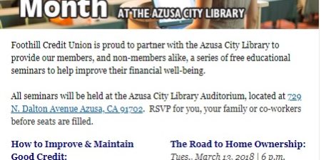 Foothill Credit Union's Money March information