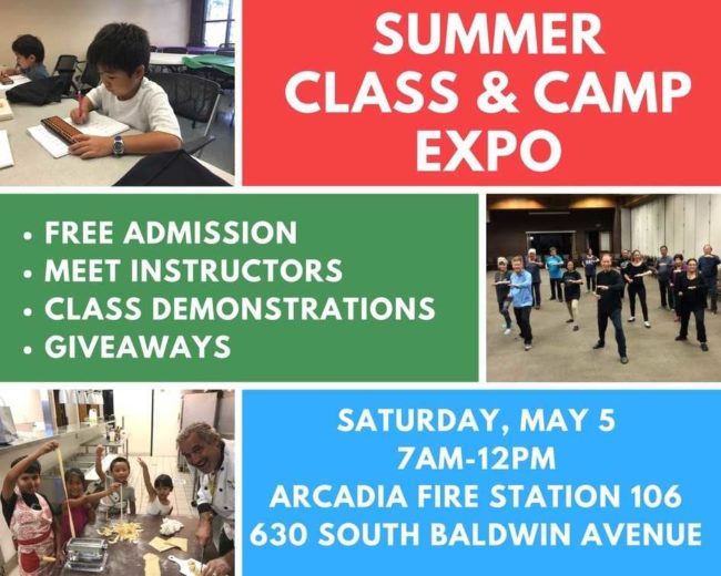 City of Arcadia summer class and camp expo info flyer
