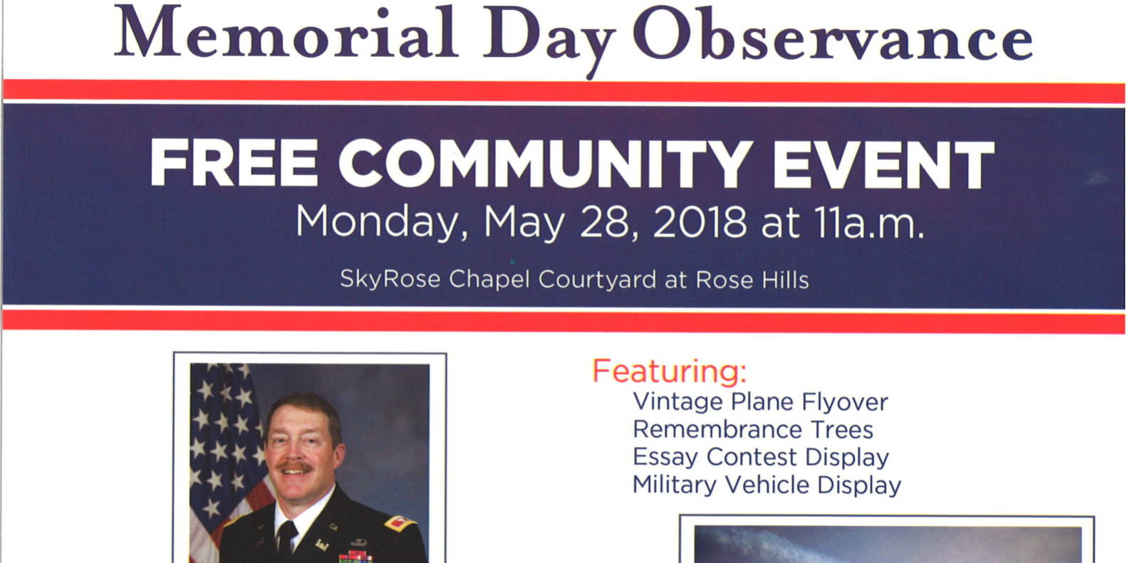 memorial day observance flyer for Rose Hills Memorial Park