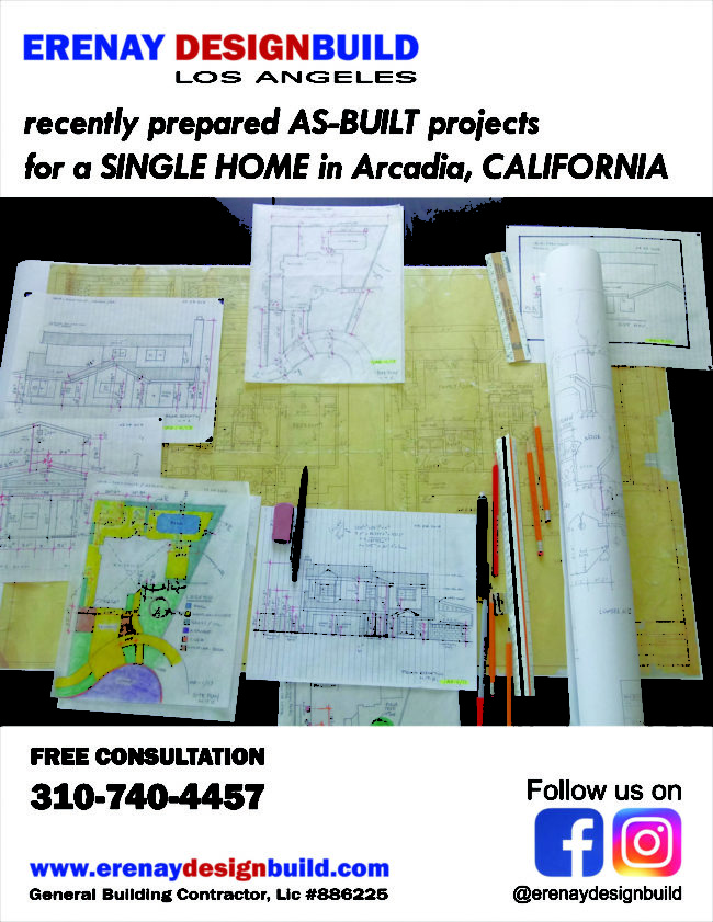 Erenay Design Build single home project in Arcadia showing blueprints laid out on a table