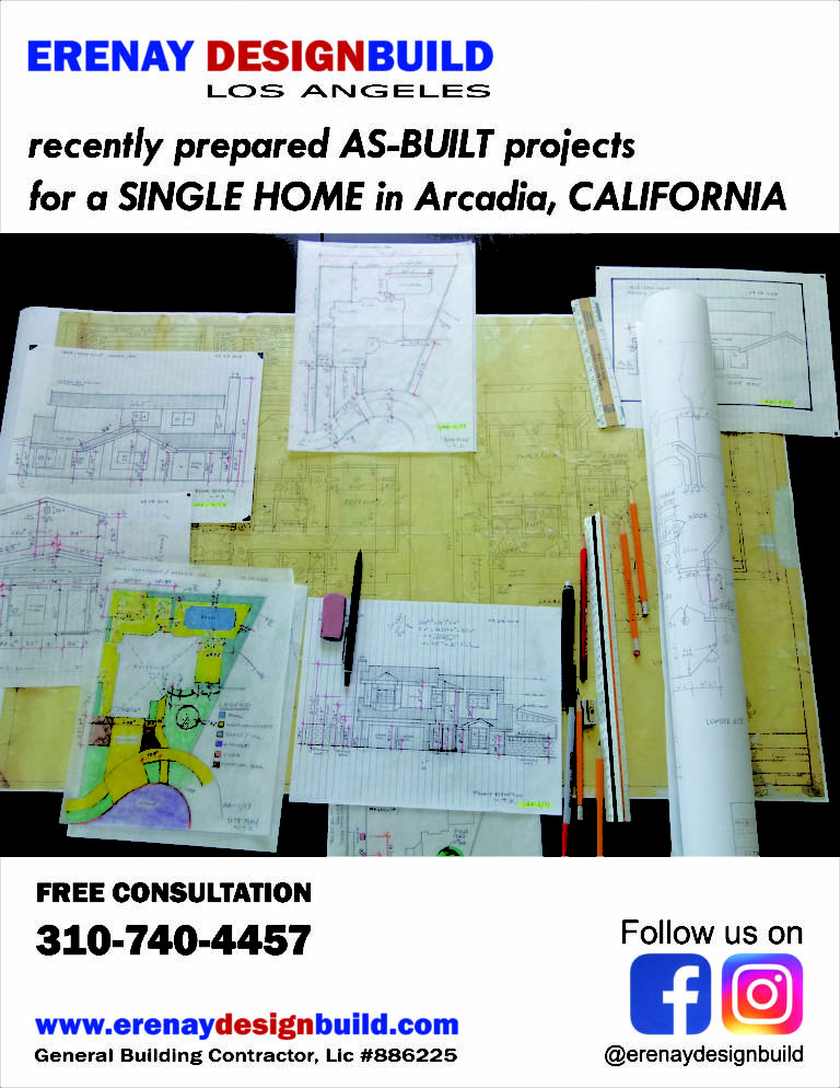 Erenay Design Build single home project in Arcadia showing blueprints laid out on a table
