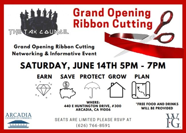 grand opening for the tax council flyer