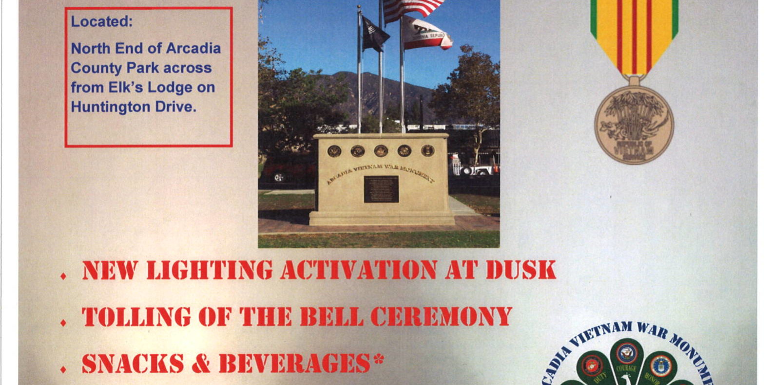 lights on our heroes flyer for event at Vietnam Monument