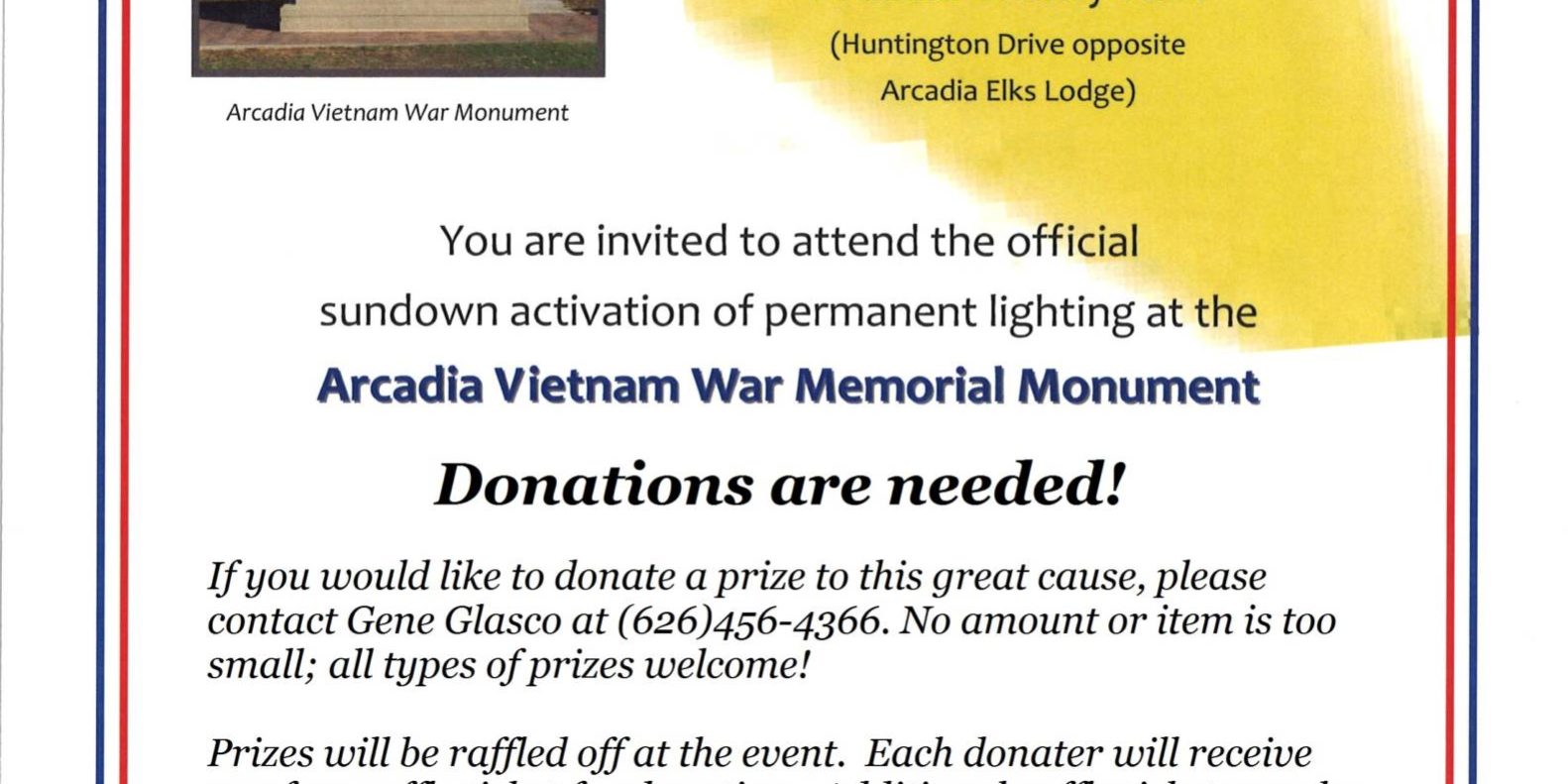 arcadia vietnam veteran monument lighting ceremony flyer