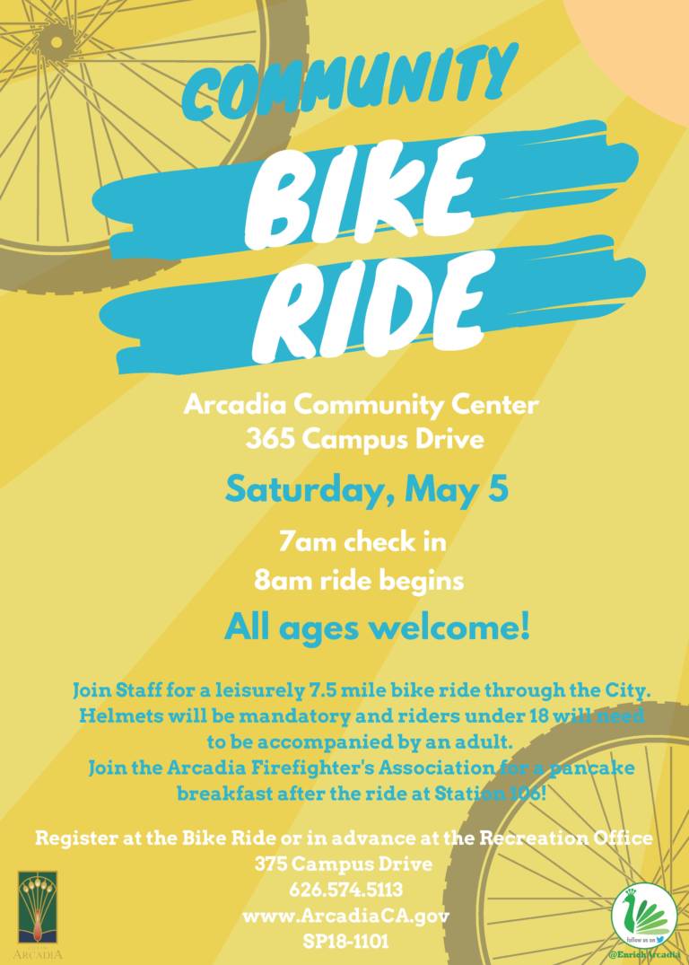 Arcadia Community Bike Ride flyer