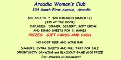 Arcadia beach bingo blast with the Woman's Club