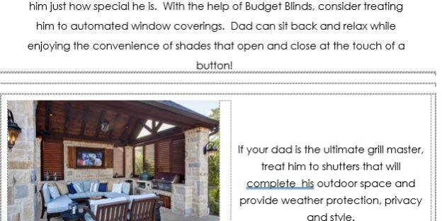 Budget Blinds fathers day specials