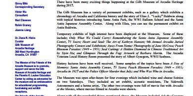 Friends of the Gilb Museum flyer of information