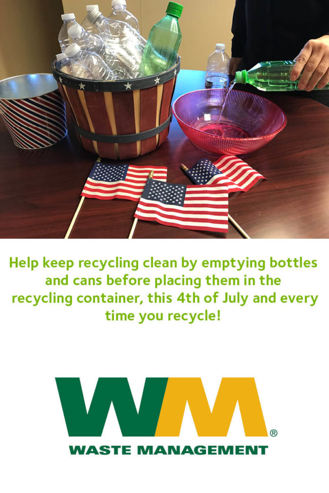 waste management empty recycling bottles for 4th of july