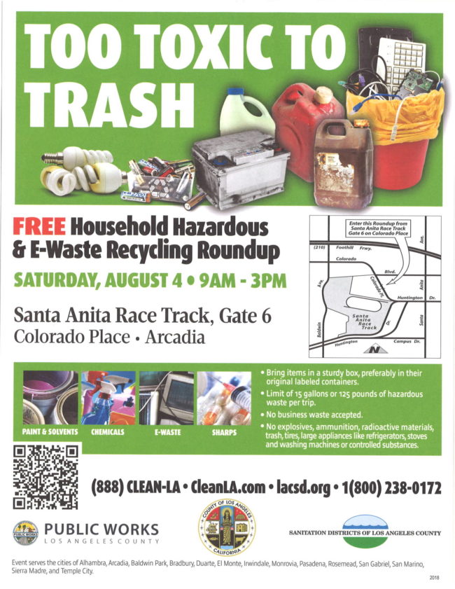 20180723085819_00001 Too Toxic to Trash flyer for Santa Anita Park waste recycling event