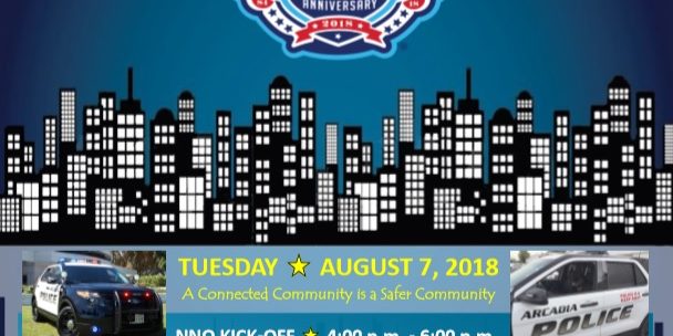 City of Arcadia's National Night Out flyer for 2018