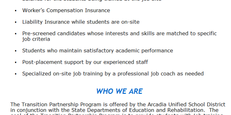 AUSD Transition Partnership Program