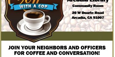 Arcadia Police Department coffee with a cop