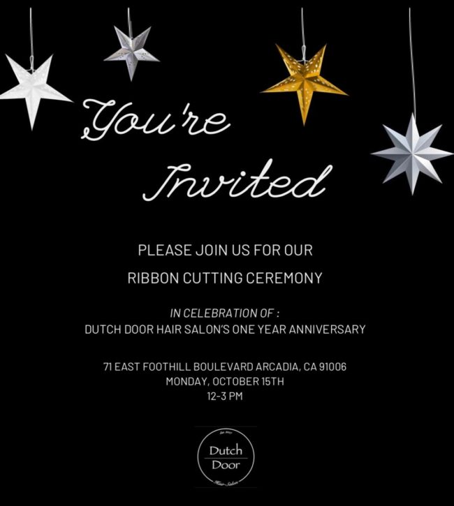 Dutch Door Hair Salon ribbon cutting flyer