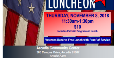 Arcadia Community Center Veterans Day Luncheon