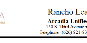 Rancho Learning Center Arcadia Unified School District header