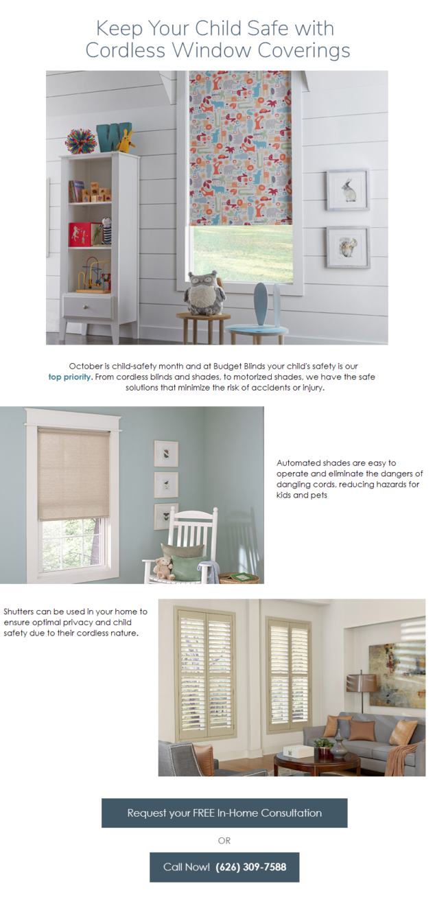 Budget Blinds keep your child sae