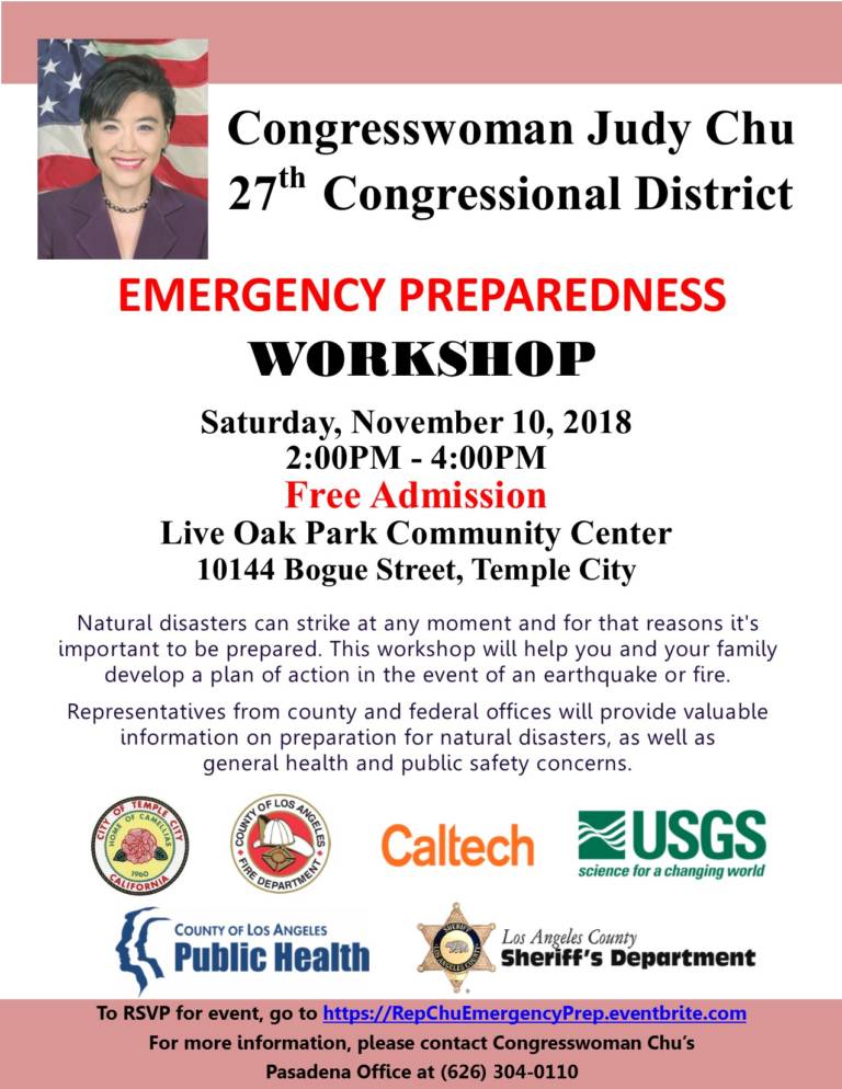 Congresswoman Judy Chu emergency preparedness workshop