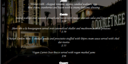 DoubleTree Valentine's Day Menu