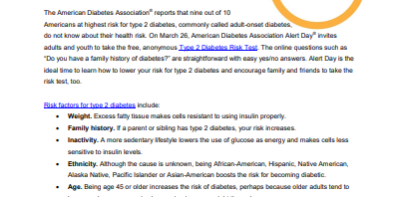 Right at Home preventing and managing type 2 diabetes