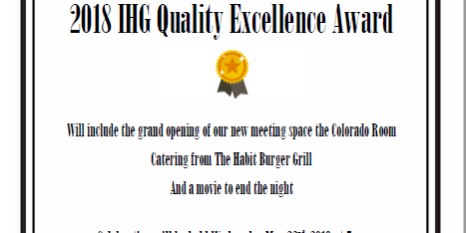 Holiday Inn Express quality excellence award