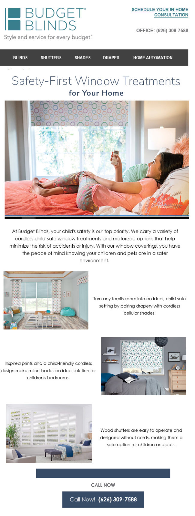 Budget Blinds safety first window treatments