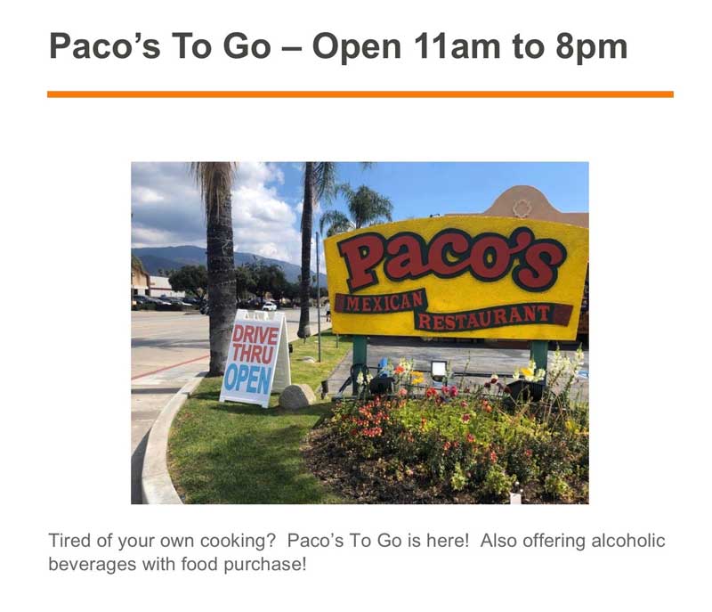 Paco's To-Go now available 
