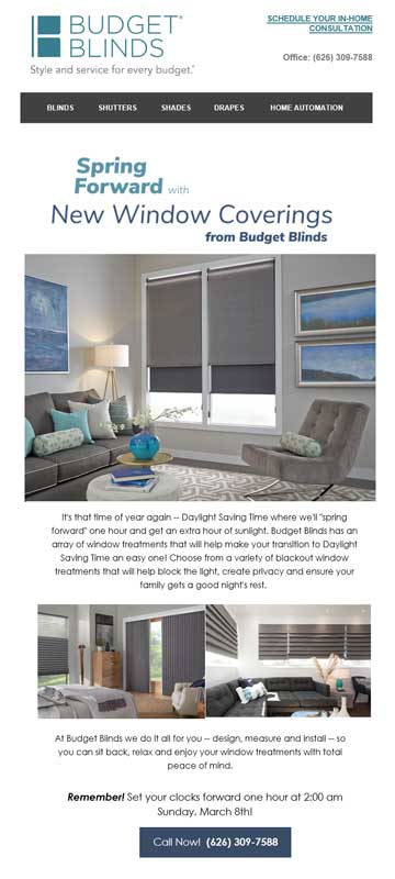 Spring Forward with new window coverings from Budget Blinds 