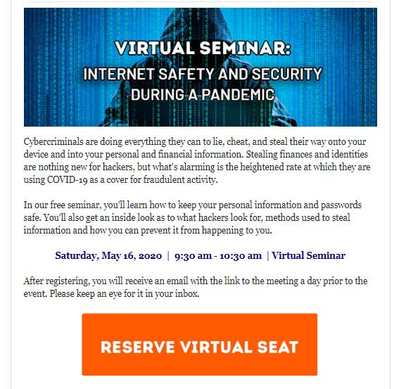 Foothill Credit Union virtual seminar internet safety