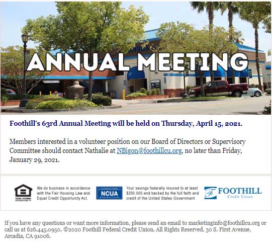 Foothill Credit Union Newsletter October