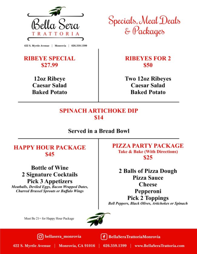 Bella Sera Meal Deals v12